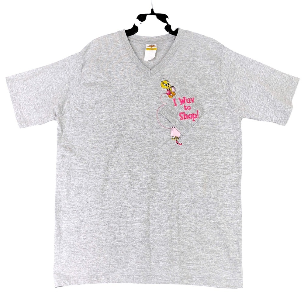 Vintage Y2K Looney Tunes Freeze Tweety Bird T-Shirt Womens 22W 24W V-Neck Tee